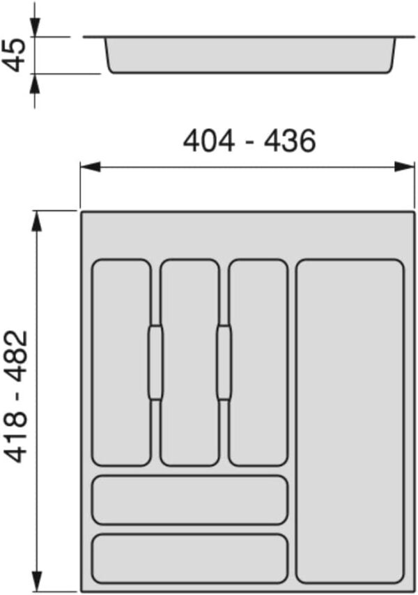 Organizador Talheres 436x482mm EMUCA Plástico