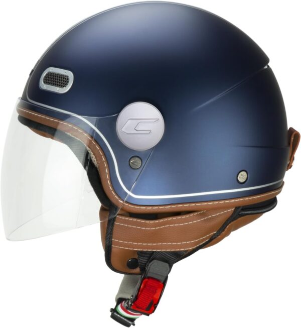 (L / 57cm) Capacete Open Face CGM 191 V PIX Vintage Azul Prata Satinado