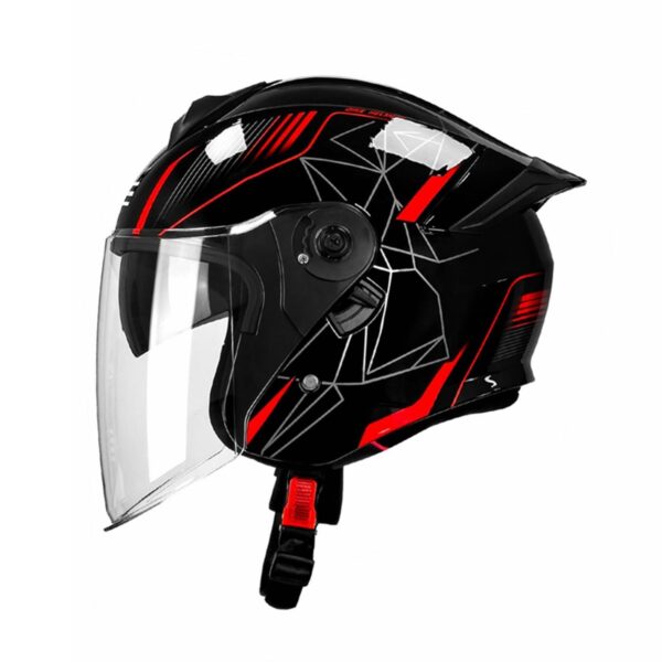 D226X3000_1775669117729_2 (L 59-60 cm) Capacete Jet Moto Forro Respirável e Confortável - Preto e Vermelho