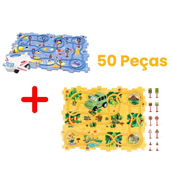 D226X3008_1775343398784_0 Pista de Carros Educativa com Carro e Avião Elétrico Espaço e Floresta para Crianças 50 Peças