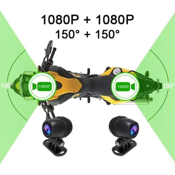 Câmara para Mota Dual 1080P Full HD Wi-Fi IP67 Eioeeklop 3.0" IPS