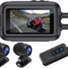 Câmara para Mota Dual 1080P Full HD Wi-Fi IP67 Eioeeklop 3.0" IPS