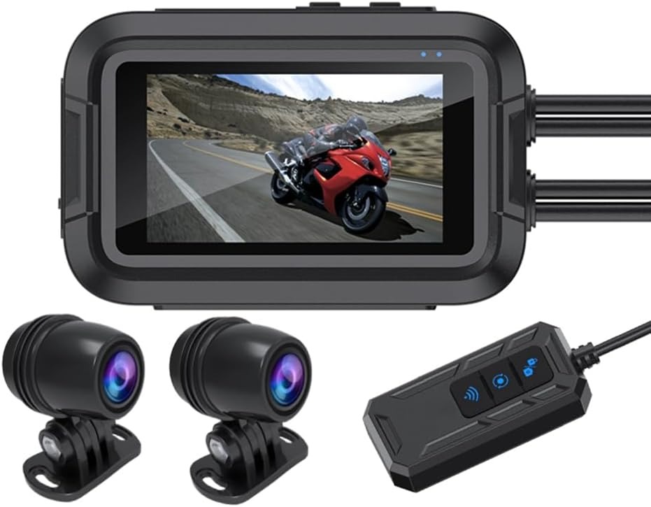 Câmara para Mota Dual 1080P Full HD Wi-Fi IP67 Eioeeklop 3.0" IPS