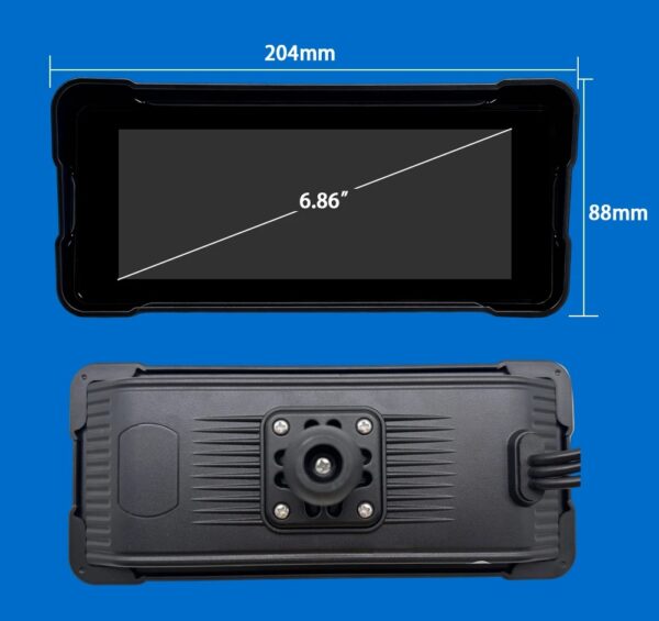 (6.86") Ecrã para Mota com CarPlay Android Auto e GPS IP67 - Preto