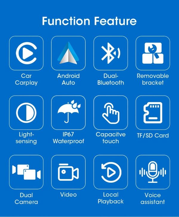 (6.86") Ecrã para Mota com CarPlay Android Auto e GPS IP67 - Preto