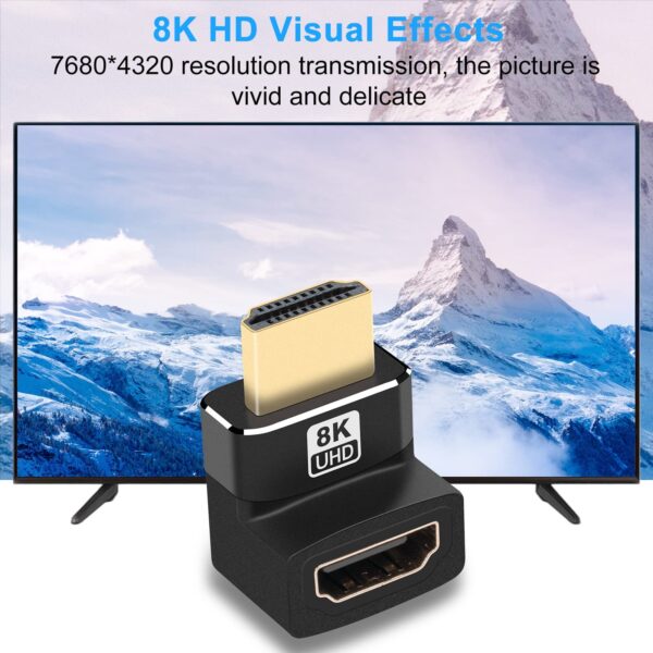Adaptador HDMI 8K Ângulo 90 e 270 Graus Macho para Fêmea HDMI 2.1