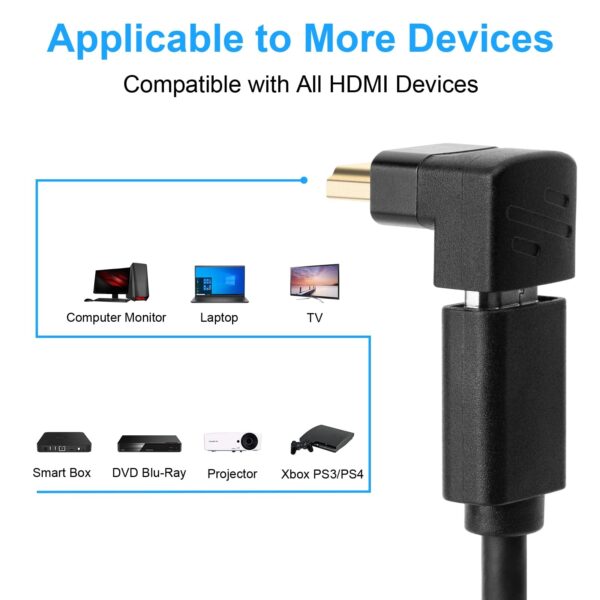 Adaptador HDMI 8K Ângulo 90 e 270 Graus Macho para Fêmea HDMI 2.1
