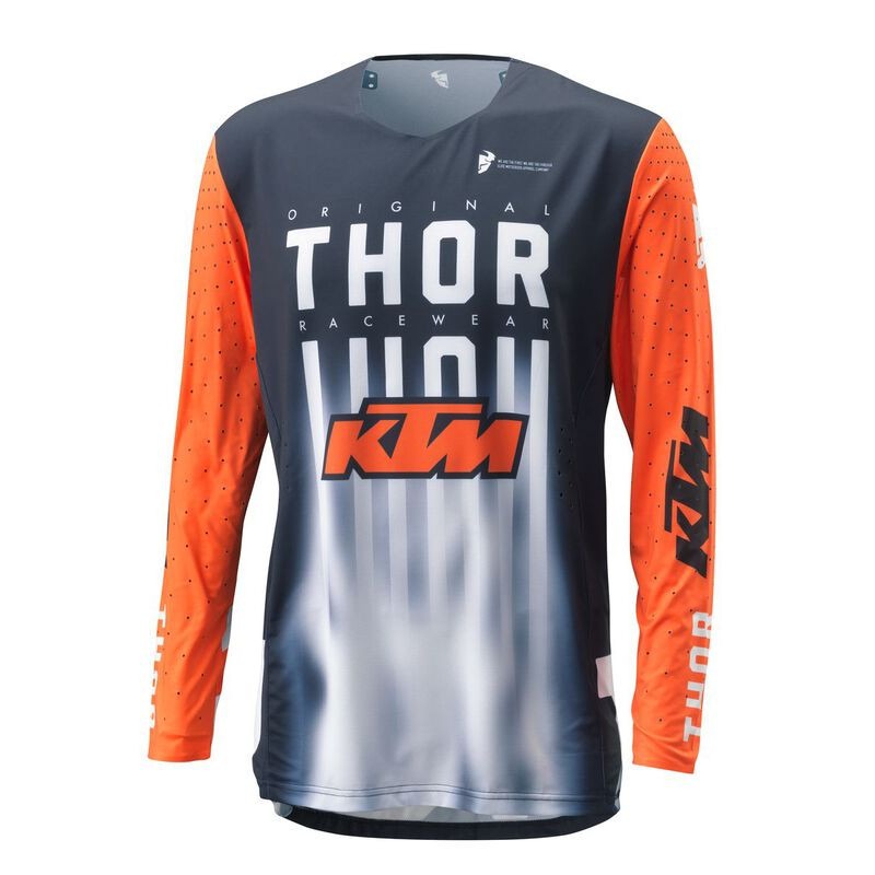 (L) Camisola de Motocross KTM Thor Prime Pro Shirt 2022 Respirável - Laranja/Azul