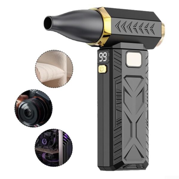 Soprador de Ar e Aspirador 2 em 1 100000 RPM 6000mAh 6 Velocidades LED - Preto