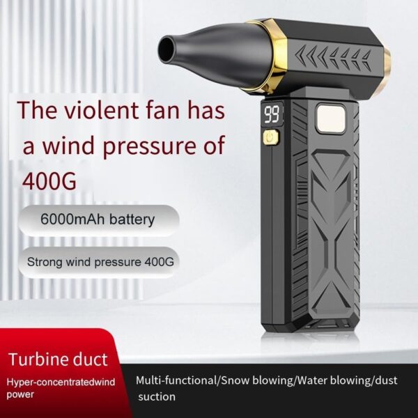 Soprador de Ar e Aspirador 2 em 1 100000 RPM 6000mAh 6 Velocidades LED - Preto
