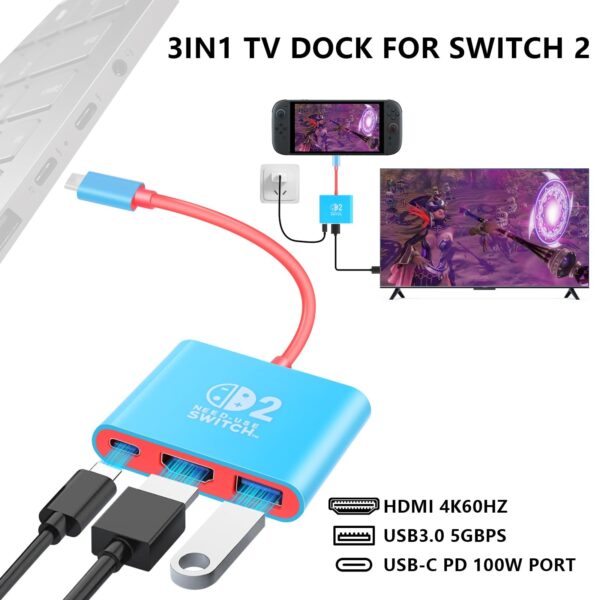 D226X3028_1775418557586_5 Base de Carregamento Switch 2 HDMI 4K 60Hz USB 3.0 PD 100W HAQIUHETO