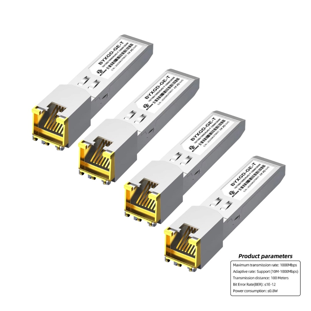 (x4) 10/100/1000Mbps RJ45 100m DDM Módulo Transceptor SFP Cobre Adaptativo BYXGD BYXGD-GE-T