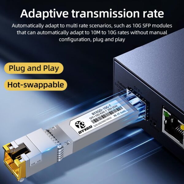 (x4) 10/100/1000Mbps RJ45 100m DDM Módulo Transceptor SFP Cobre Adaptativo BYXGD BYXGD-GE-T