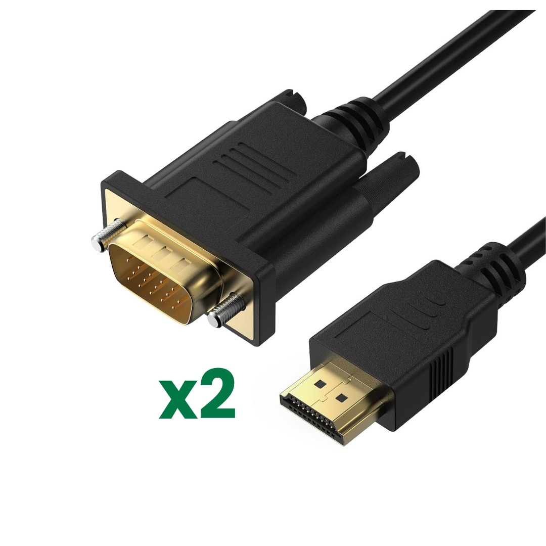(1,6m) Cabo Adaptador HDMI para VGA Mugust Full HD 1080p Macho para Macho - Preto