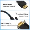 (1,6m) Cabo Adaptador HDMI para VGA Mugust Full HD 1080p Macho para Macho - Preto