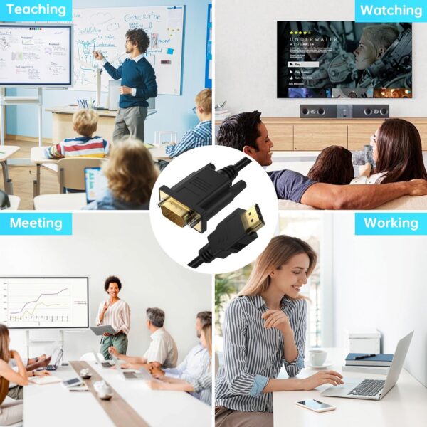 (1,6m) Cabo Adaptador HDMI para VGA Mugust Full HD 1080p Macho para Macho - Preto