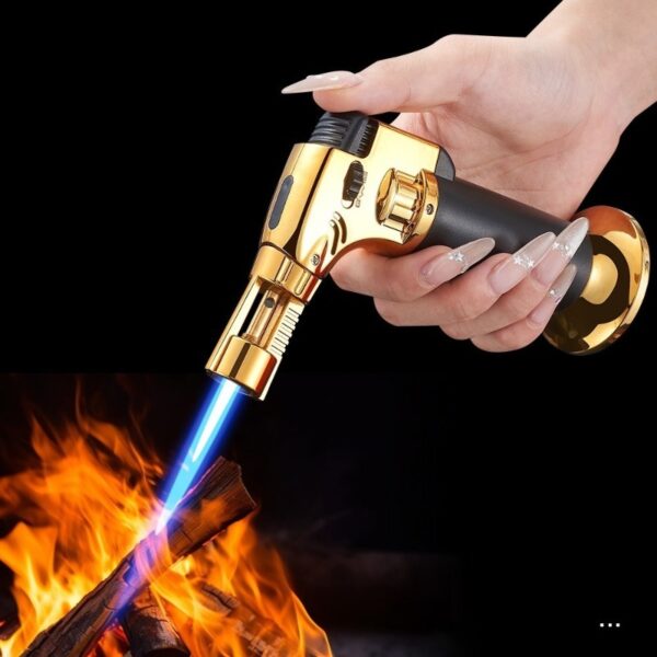 D226X3041_1775427047043_0 Isqueiro Maçarico Recarregável de Chama Direta para Cozinha e Soldagem - Preto