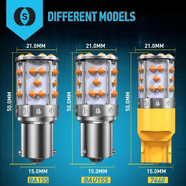 Lâmpadas Pisca LED 7440 W21W T20 Canbus 1800LM 3030 SMD Sem Erro (Laranja)