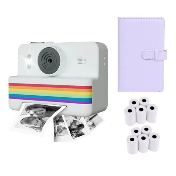 Câmara Fotográfica Instantânea Infantil com 10 Rolos e Álbum para 108 Fotos - Branco