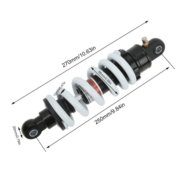 Amortecedor Mola Ajustável para Moto e ATV 250mm Universal