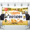 (200x150cm) Painel de Fundo Festa de Aniversário Escavadora e Trator HD - Amarelo