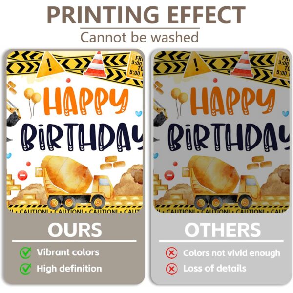 (200x150cm) Painel de Fundo Festa de Aniversário Escavadora e Trator HD - Amarelo