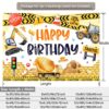 (200x150cm) Painel de Fundo Festa de Aniversário Escavadora e Trator HD - Amarelo