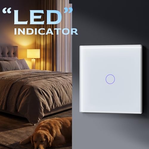 D226X3067_1775497361160_1 (Pack 6) Interruptor Tátil de Parede Inteligente 1 Via Vidro Temperado sem Cabo Neutro BSEED - Branco