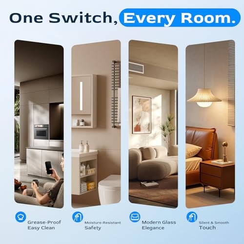 D226X3067_1775497361160_3 (Pack 6) Interruptor Tátil de Parede Inteligente 1 Via Vidro Temperado sem Cabo Neutro BSEED - Branco