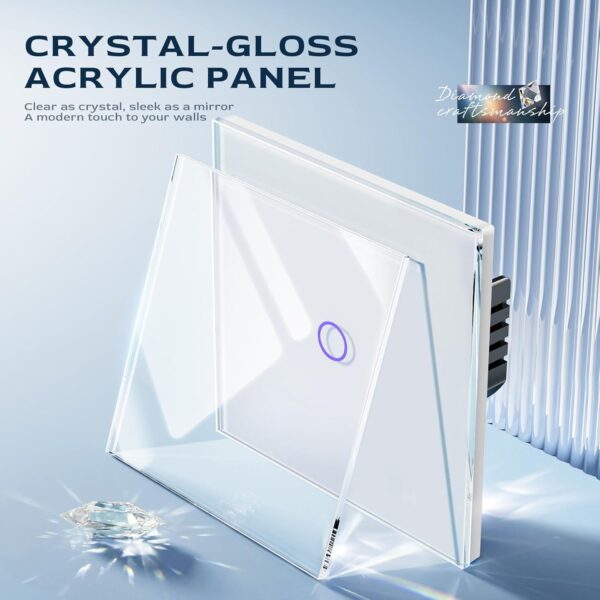 D226X3067_1775497404407_2 (Pack 6) Interruptor Tátil de Parede Inteligente 1 Via Vidro Temperado sem Cabo Neutro BSEED - Branco