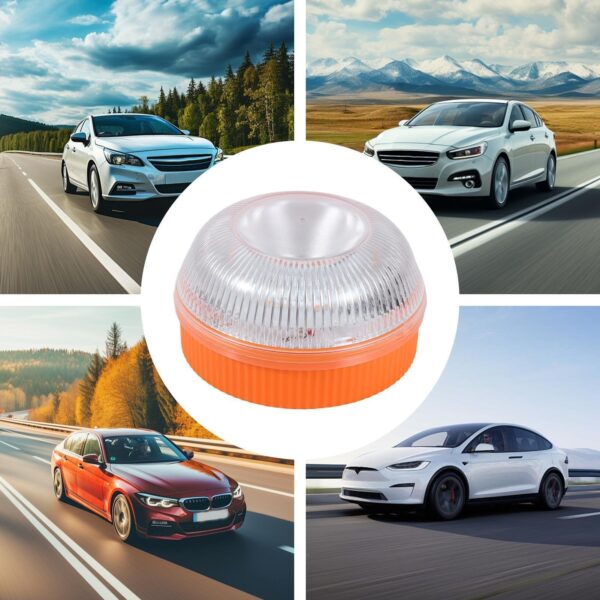 4 Luzes de Emergência LED Magnética Duas Cores Estroboscópica de Segurança - Laranja/Branco