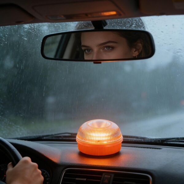 4 Luzes de Emergência LED Magnética Duas Cores Estroboscópica de Segurança - Laranja/Branco