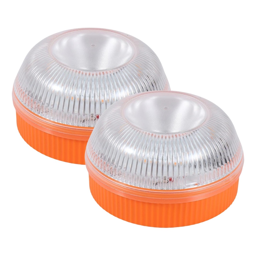 Luz de Emergência LED Magnética Duas Cores Estroboscópica de Segurança - Laranja/Branco