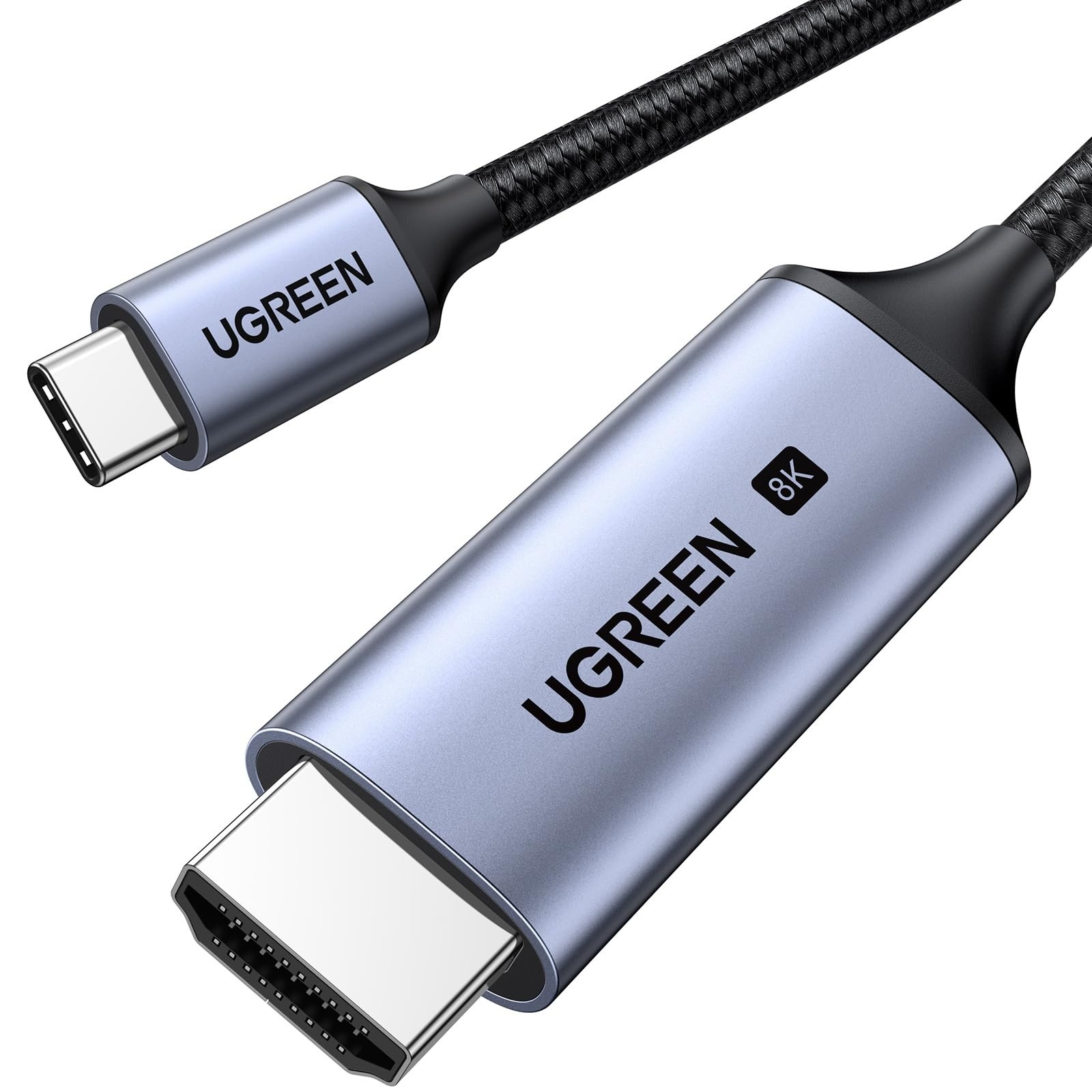 (3 M) Cabo USB-C para HDMI UGREEN 8K 60Hz 4K 144Hz HDR Nylon - Cinzento
