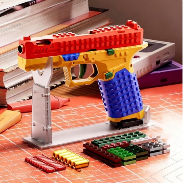 Arma de Brinquedo Bazilbazos Kit de Construção DIY com Suporte - Cinzento e Preto