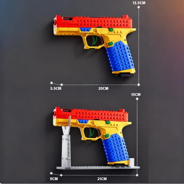 Arma de Brinquedo Bazilbazos Kit de Construção DIY com Suporte - Cinzento e Preto