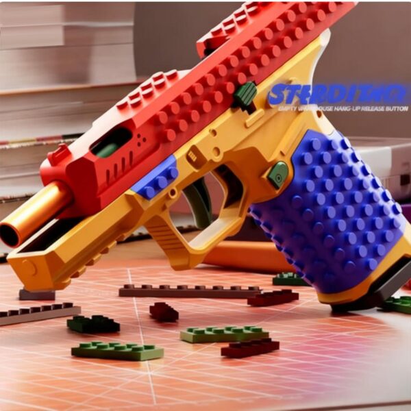 Arma de Brinquedo Bazilbazos Kit de Construção DIY com Suporte - Cinzento e Preto