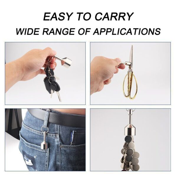 Conjunto de 10 Chaveiros Magnéticos Fortes em Neodímio 12mm Anti-perda para Ferramentas