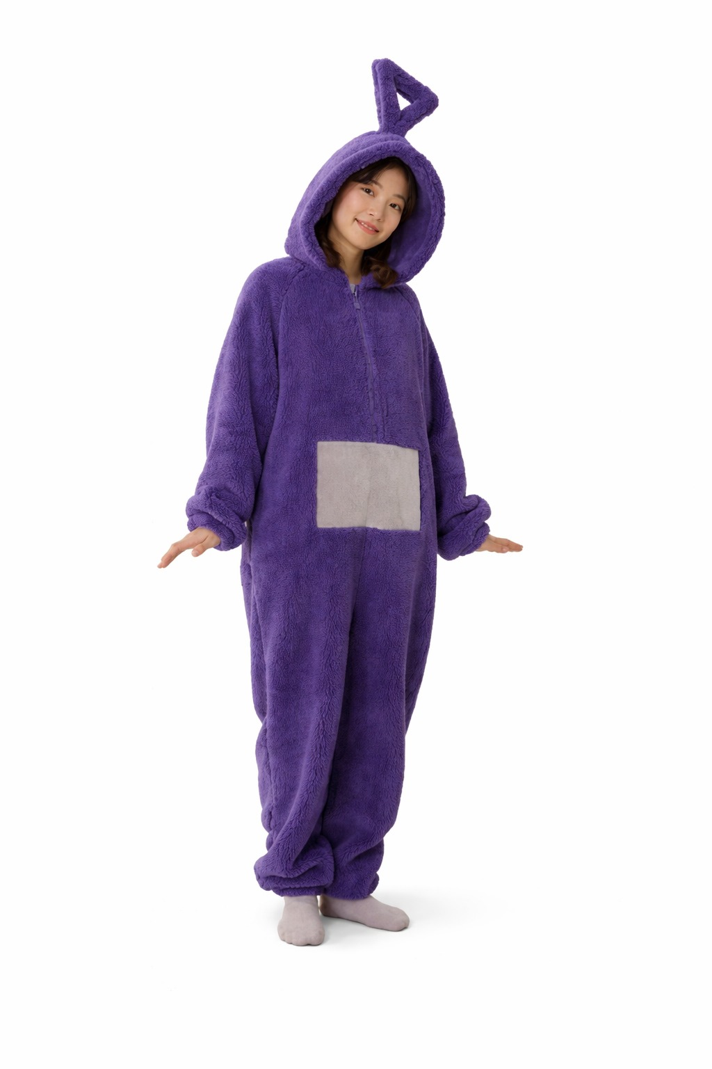 (XL) Pijama Macacão Teletubbies para Adultos Laa-Laa Macio Roxo