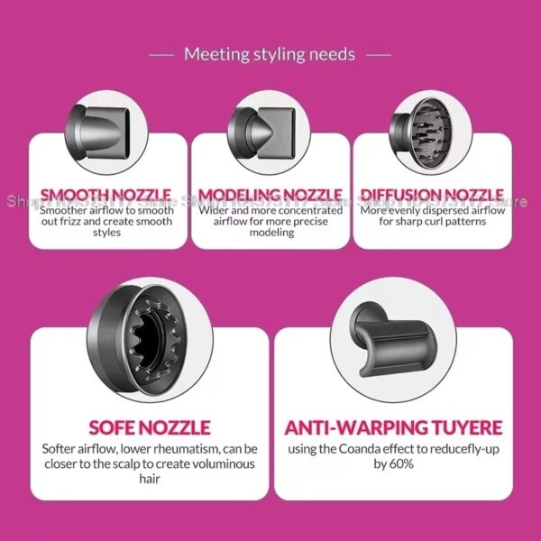 D226X3102_1775572292649_5 Secador de Cabelo Estilo Dyson Iões Negativos com 6 acessórios Sem Lâminas 220V Estilização