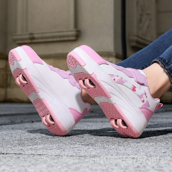 (38) Sapatilhas com Rodas Infantil Menina Estilo Casual e Resistente - Rosa