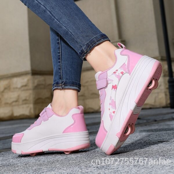 (38) Sapatilhas com Rodas Infantil Menina Estilo Casual e Resistente - Rosa