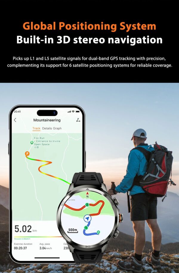 (1.95") Smartwatch H19 8GB+128GB Android 4G Câmara Rotativa GPS 1900mAh - Preto