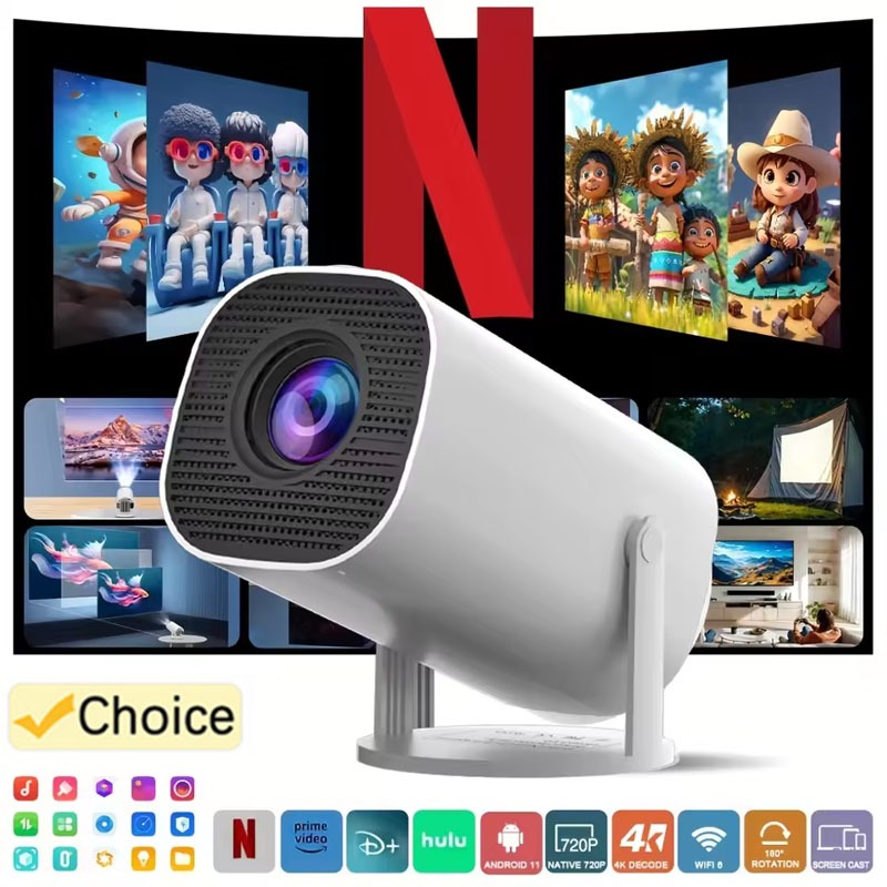 Mini Projetor Inteligente P30 Android 11 WiFi 6 Bluetooth 5.0 Suporte 4K - Branco