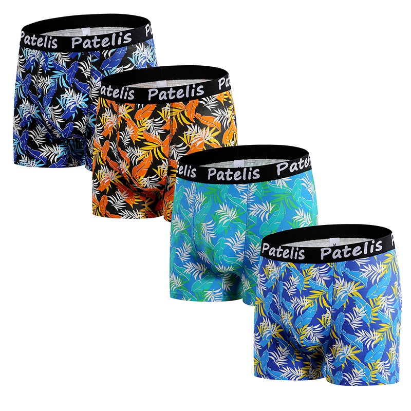 (3 XL) Boxer Plus Size Estampado de Algodão Respirável - Multicolor