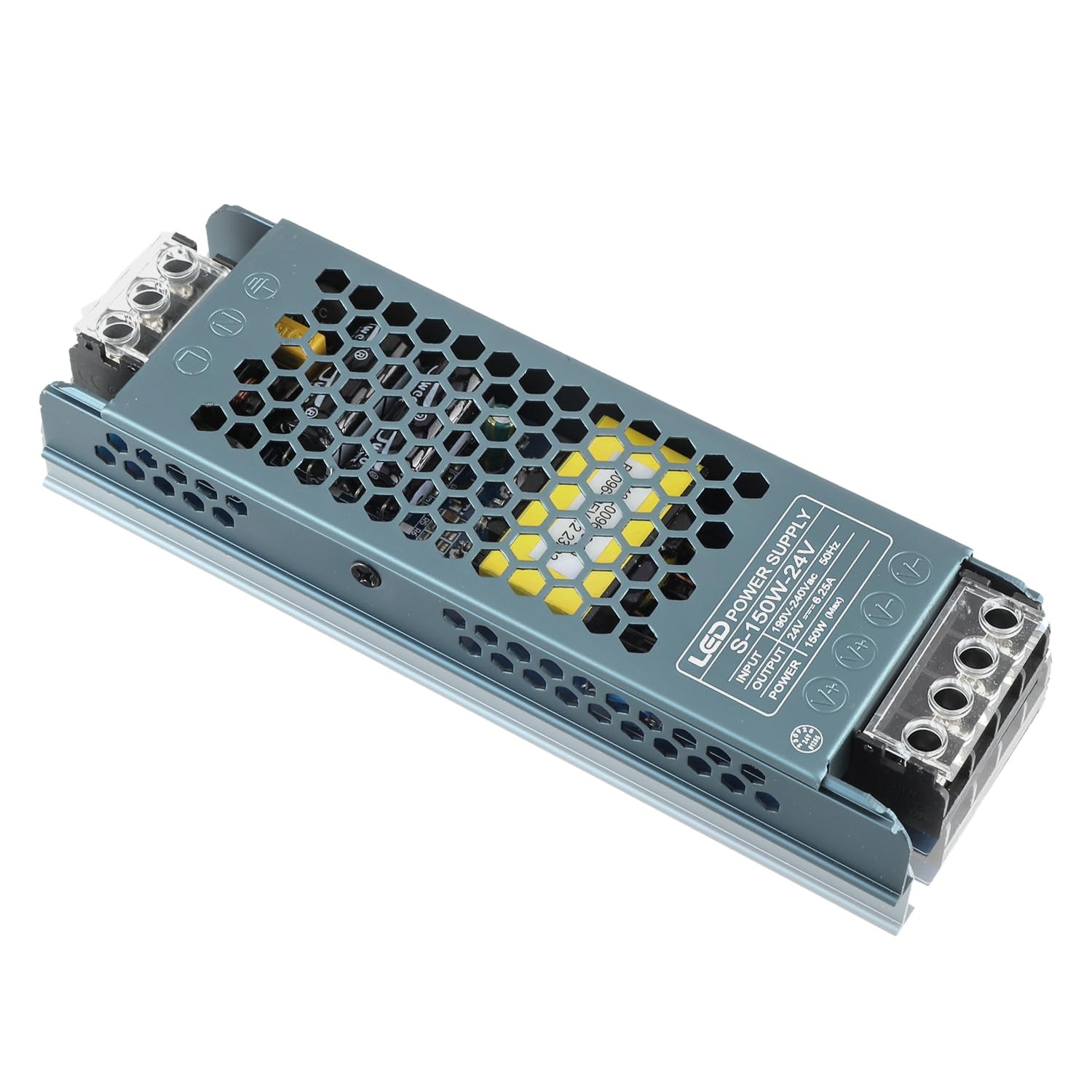 Fonte de Alimentação 24V 150W 6.25A para Fitas LED e Iluminação - Cinza