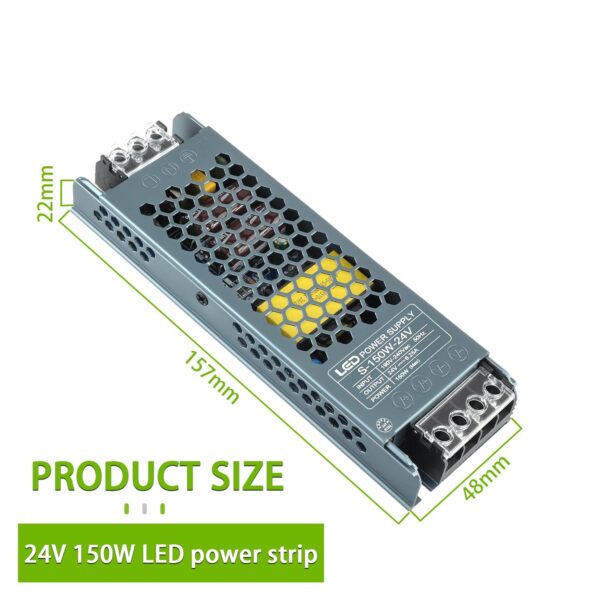 Fonte de Alimentação 24V 150W 6.25A para Fitas LED e Iluminação - Cinza