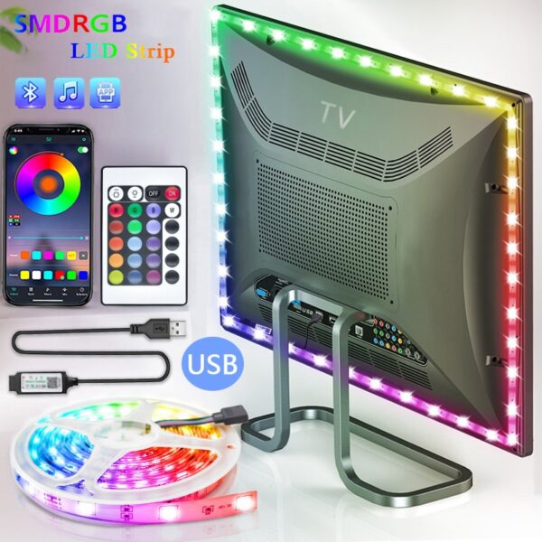 (2m) Fita LED USB Bluetooth Pack 2 Unidades com App e Comando para Retroiluminação de TV - RGB