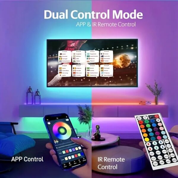 (2m) Fita LED USB Bluetooth Pack 2 Unidades com App e Comando para Retroiluminação de TV - RGB