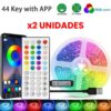 (2m) Fita LED USB Bluetooth Pack 2 Unidades com App e Comando para Retroiluminação de TV - RGB